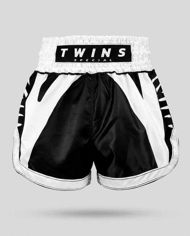 Shorts de Muay Thai Twins TTBL Spine – Noir/Blanc