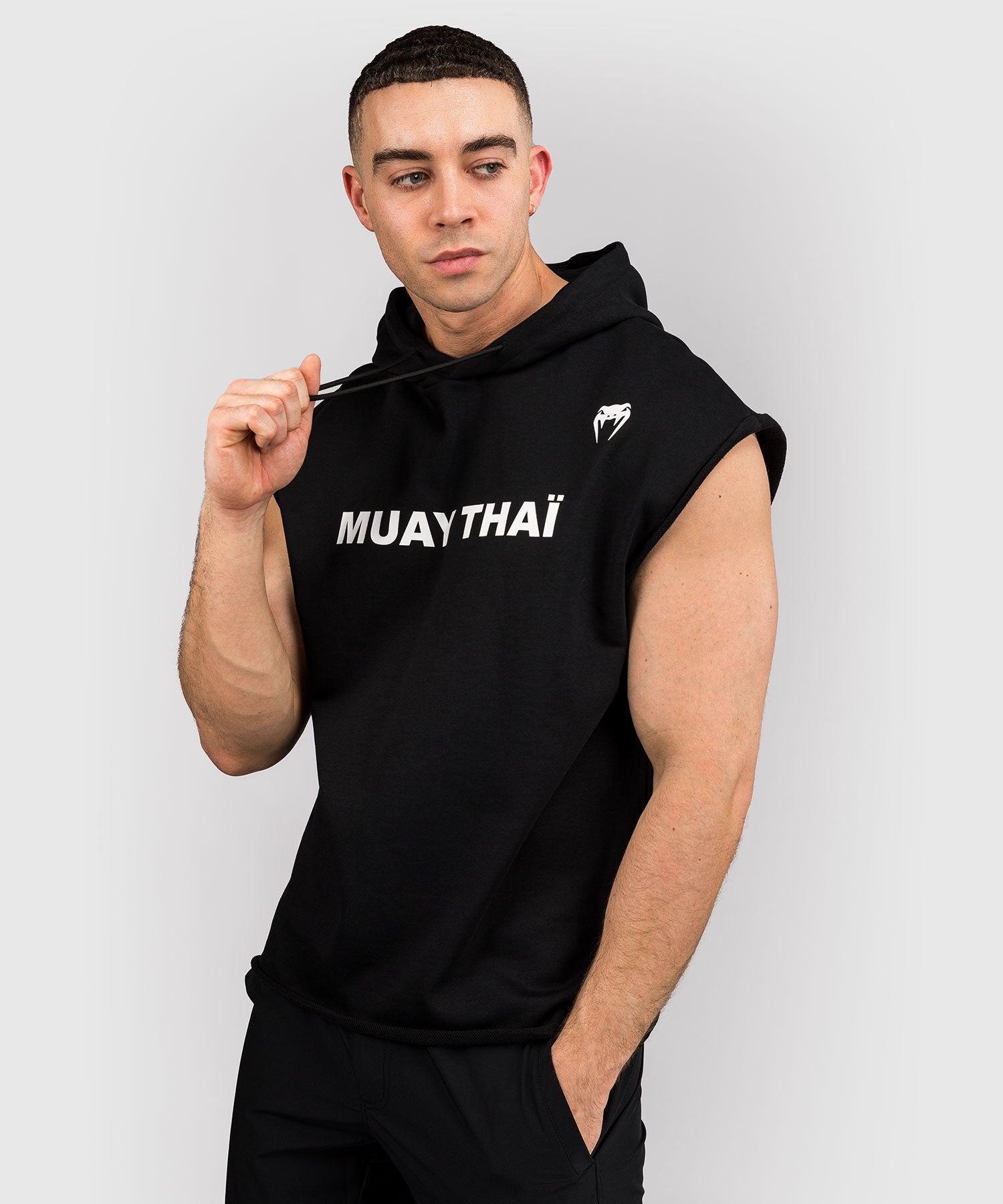 Sudadera sin mangas Venum VT Muay Thai – Negro/Blanco