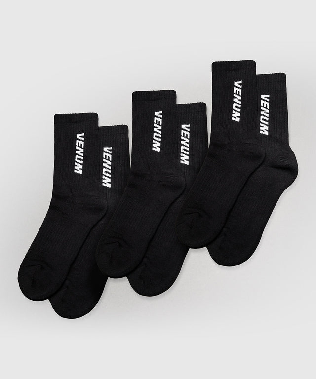 Venum Essential Crew Sokken - Zwart - Set van 3
