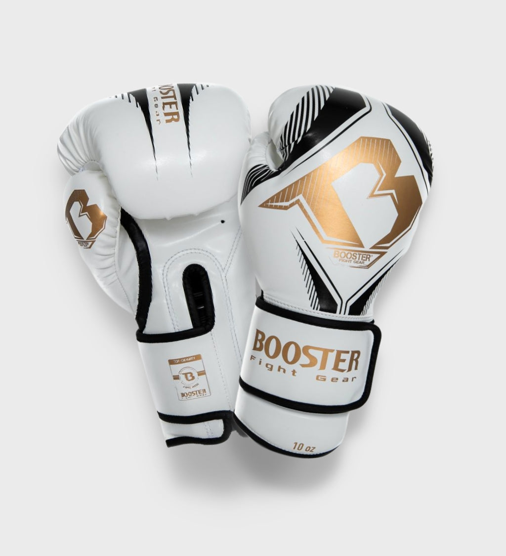 Gants de boxe Booster Bangkok - Blanc/Noir/Doré