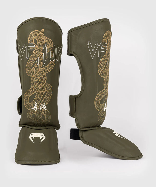 Venum Kickboks Scheenbeschermers Serpenti - Kaki Groen