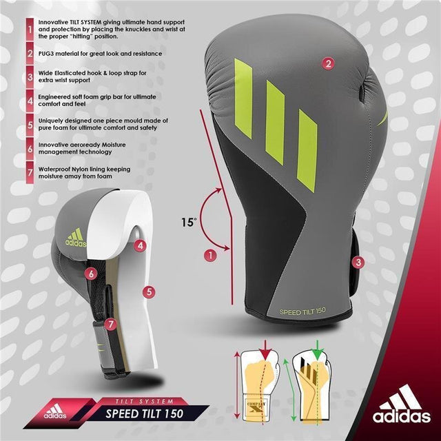 Guantoni da boxe Adidas Speed Tilt 150 – Nero/Grigio