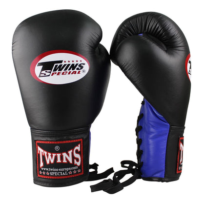 Gants de boxe Twins BGVLL1 avec laçage - Noir/Bleu