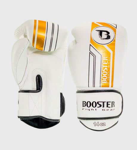 Gants de boxe Booster – Blanc/Or – Gants de boxe