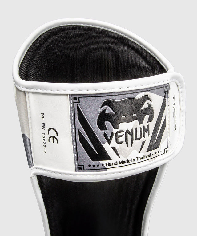 Protège-tibias Venum Elite – Blanc/Gris chiné