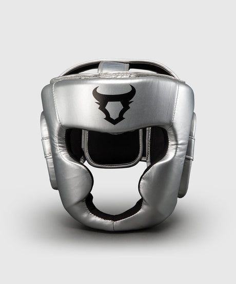 Ringhorns Charger Casco da boxe Argento/Nero – vista frontale