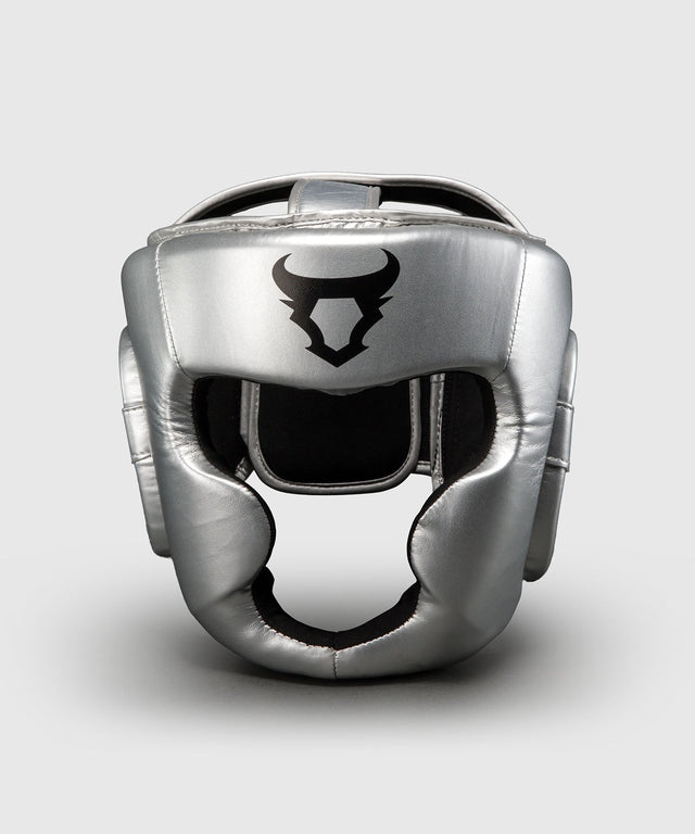 Casco de boxeo Ringhorns Charger – Plata/Negro - vista frontal