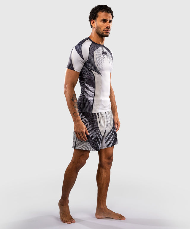 Venum Rashguard Galactic 3.0 Korte Mouwen - Offwhite/Zwart