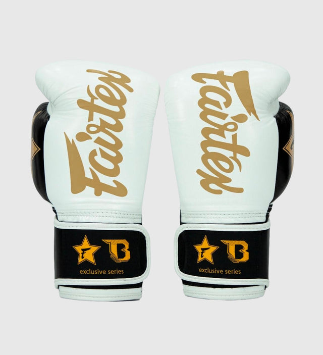Fairtex (Kick)Bokshandschoenen FXB V2 - Wit/Zwart/Goud - (Kick)Bokshandschoenen