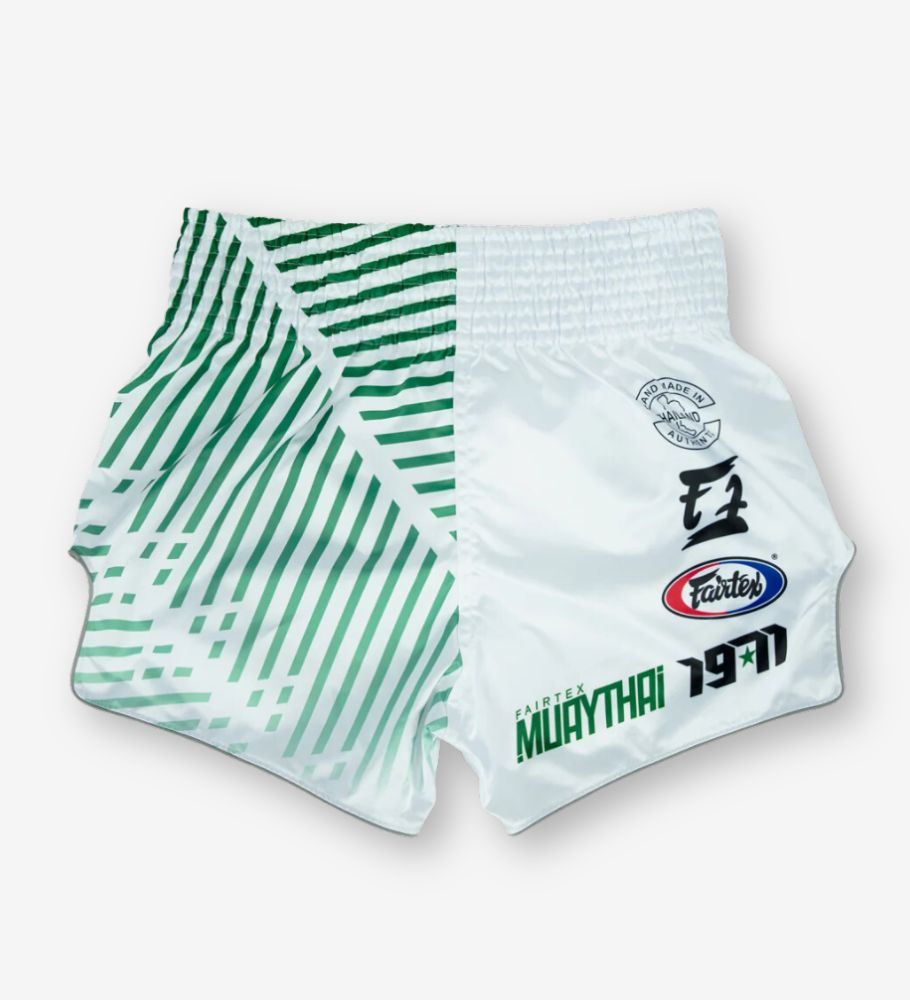 Fairtex Muay Thai Shorts Racer - Wit/Groen - Shorts