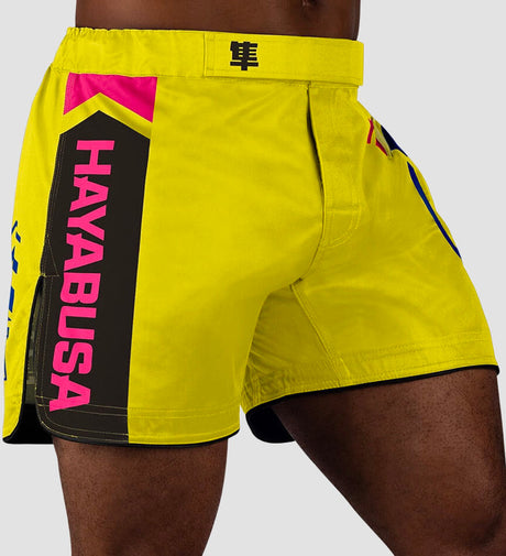 Shorts de MMA Hayabusa Icon – Jaune/Bleu/Rose