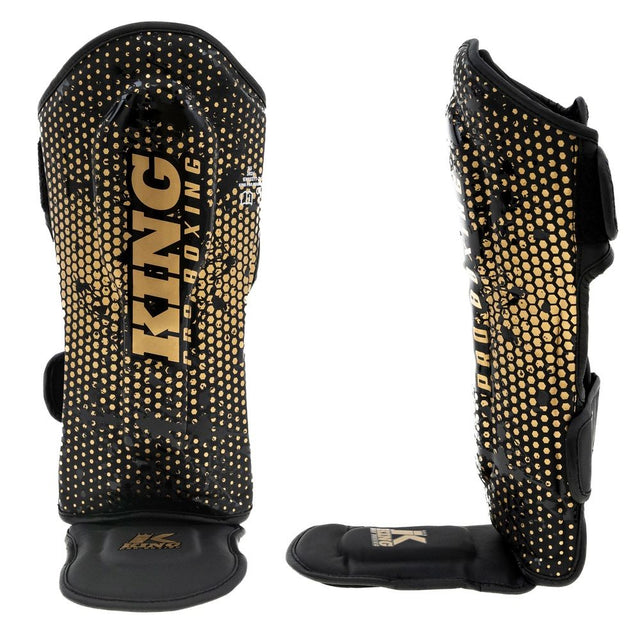 Protège-tibias King Pro Boxing Hexagon Enfant – Noir/Or