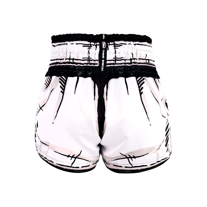 Pantalones de Muay Thai Twins TTBL Comic – Blanco/Negro