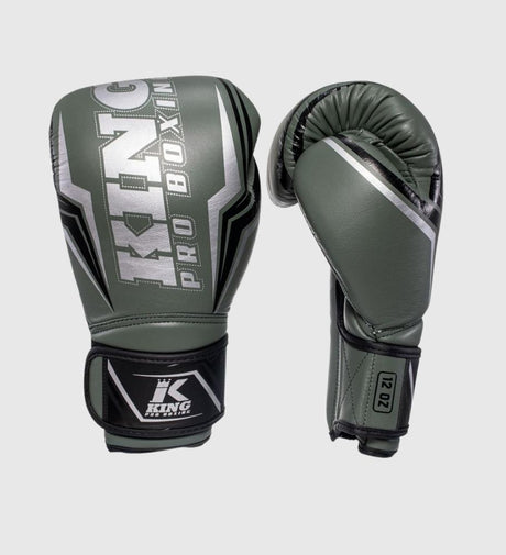 King (Kick)Bokshandschoenen Thor - Kaki Groen/Zwart/Zilver - (Kick)Bokshandschoenen