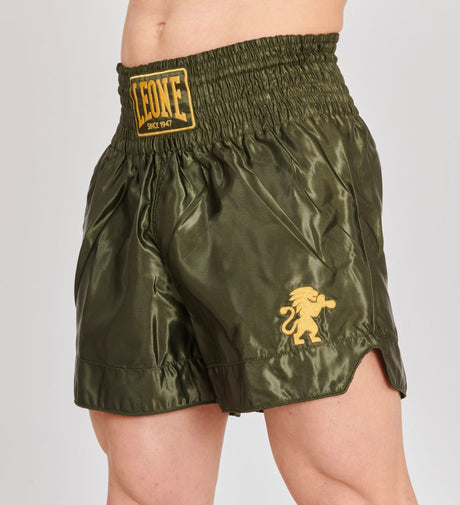 Pantaloncini Kickboxing Leone Basic – Kaki Verde/Oro