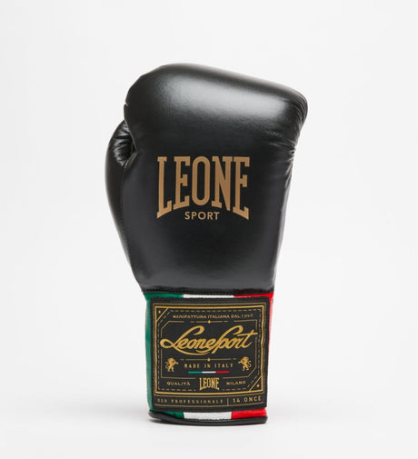 Guantoni da boxe Leone Sport con allacciatura - Orlando Classic - Nero - Guantoni da boxe
