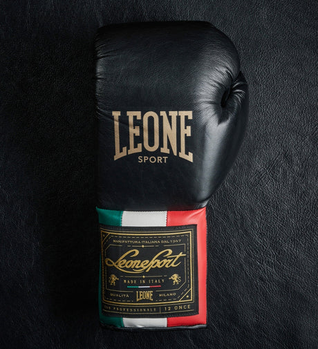 Guantoni da boxe Leone Sport con allacciatura - Orlando Classic - Nero - Guantoni da boxe