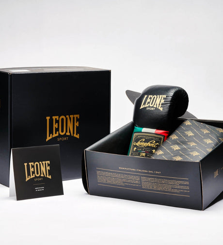 Guantoni da boxe Leone Sport con allacciatura - Orlando Classic - Nero - Guantoni da boxe