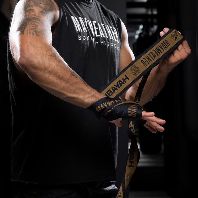 Bende da boxe Hayabusa x Mayweather Deluxe – Nero/Oro