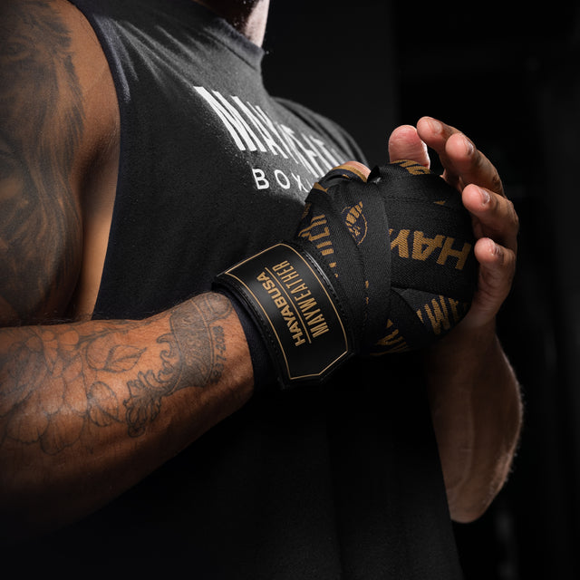 Bende da boxe Hayabusa x Mayweather Deluxe – Nero/Oro
