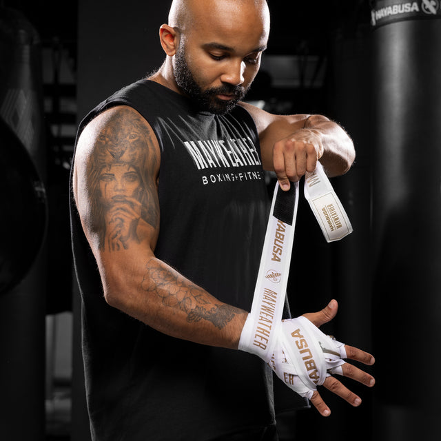 Vendas de boxeo Hayabusa x Mayweather Deluxe – Blanco/Oro