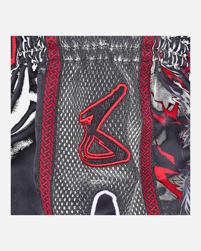 8 WEAPONS Muay Thai Shorts Beastial Wolf - Zwart/Rood