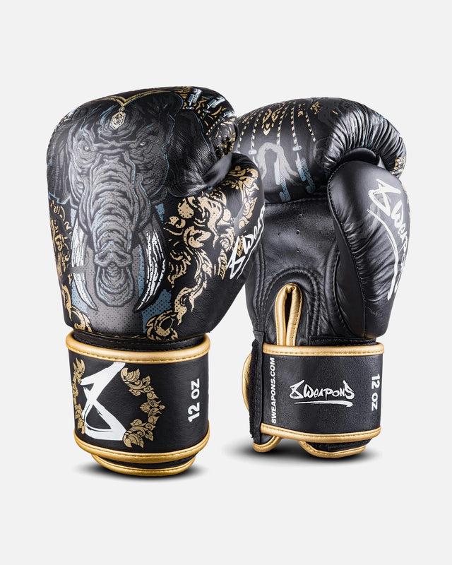 8 WEAPONS Boxhandschuhe Three Elephants 2.0 – Schwarz/Gold