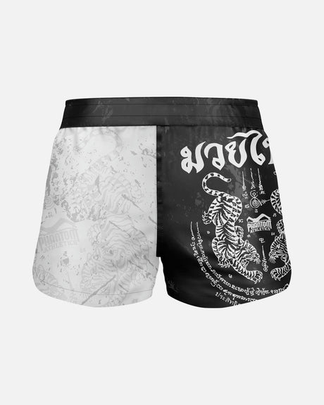 Pantaloni scurți Muay Thai Phantom Athletics Fusion – Negru/Alb