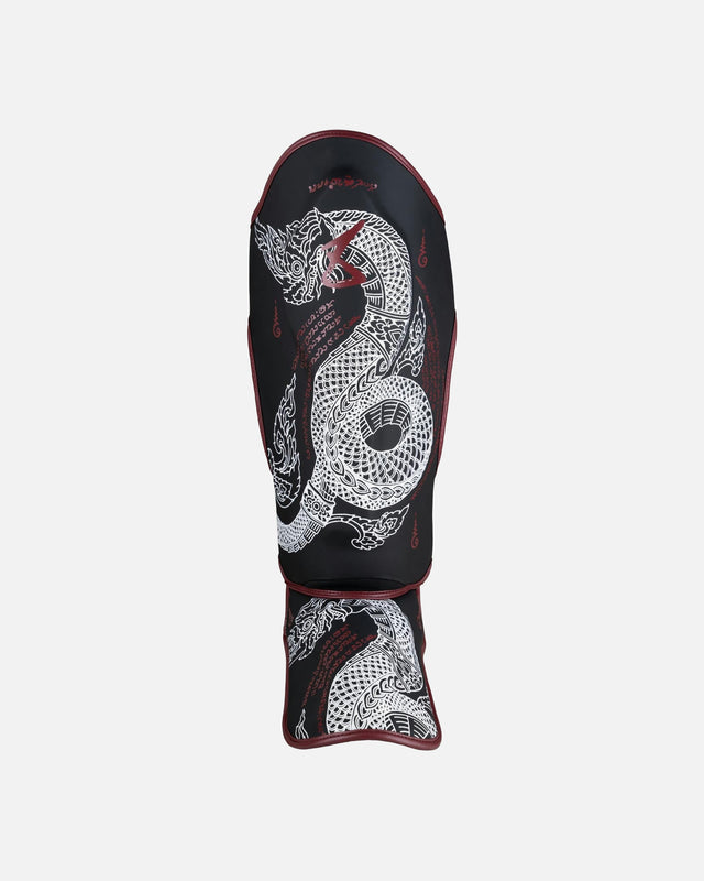 Espinilleras 8 WEAPONS Sak Yant Naga – Negro/Burdeos