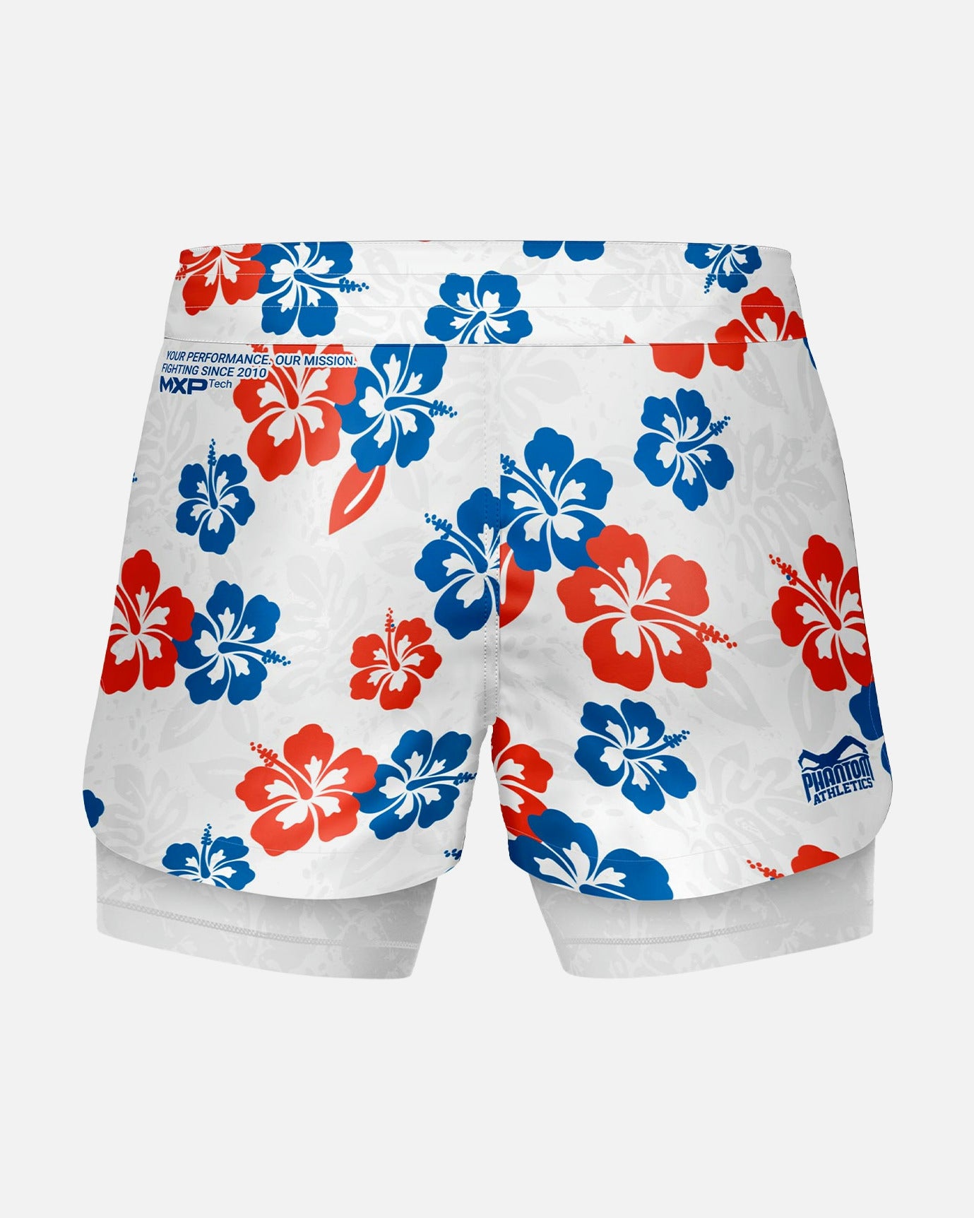 Shorts de MMA Phantom Athletics Fusion 2in1 – Blanc/Bleu/Rouge