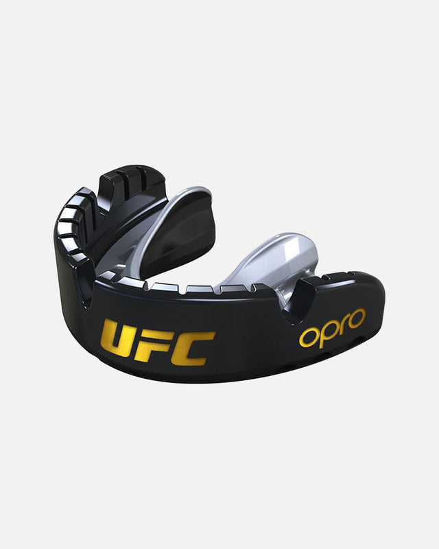 Protector bucal OPRO UFC Gold para brackets - Negro