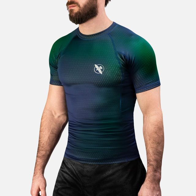 Hayabusa Rashguard Fusion Kurzarm – Blau/Grün