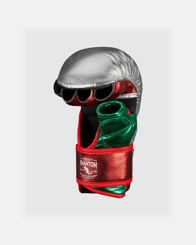 Gants de MMA Phantom Athletics Mexico – Argent/Vert/Rouge