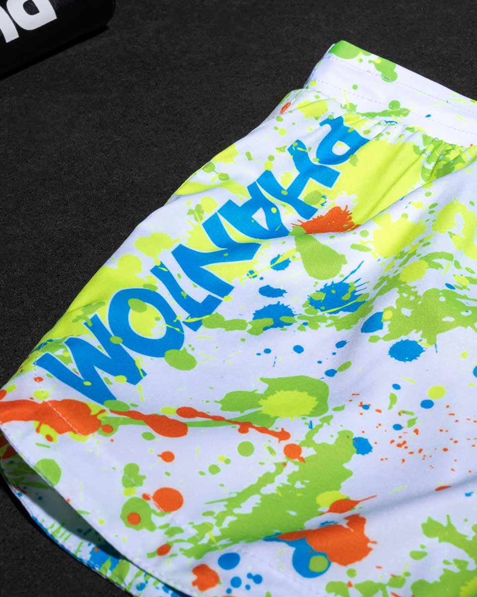 Phantom Athletics MMA Shorts Fusion Splatter - Wit/Neon