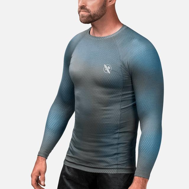 Rashguard Hayabusa Fusion Manga Larga – Gris/Aqua