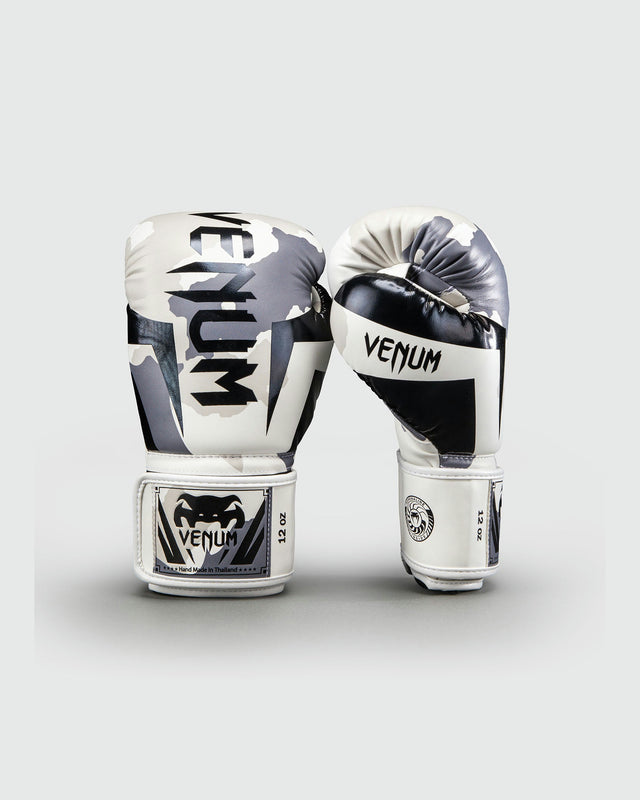 Guantes de boxeo Venum Elite – Blanco/Gris jaspeado