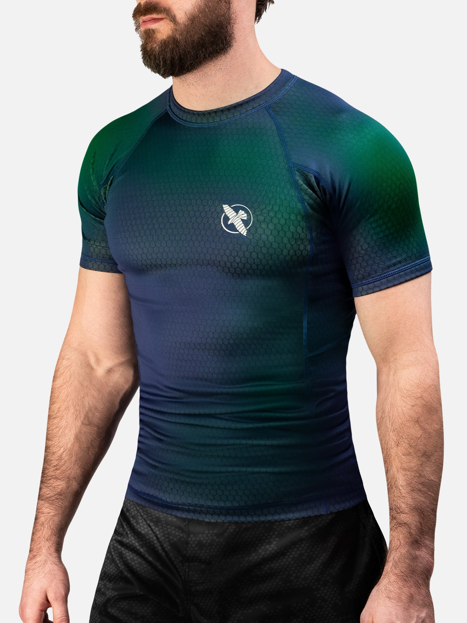 Hayabusa Rashguard Fusion Kurzarm – Blau/Grün