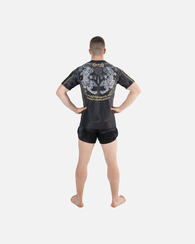 8 WEAPONS T-Shirt Functioneel Tiger Yant - Zwart/Geel