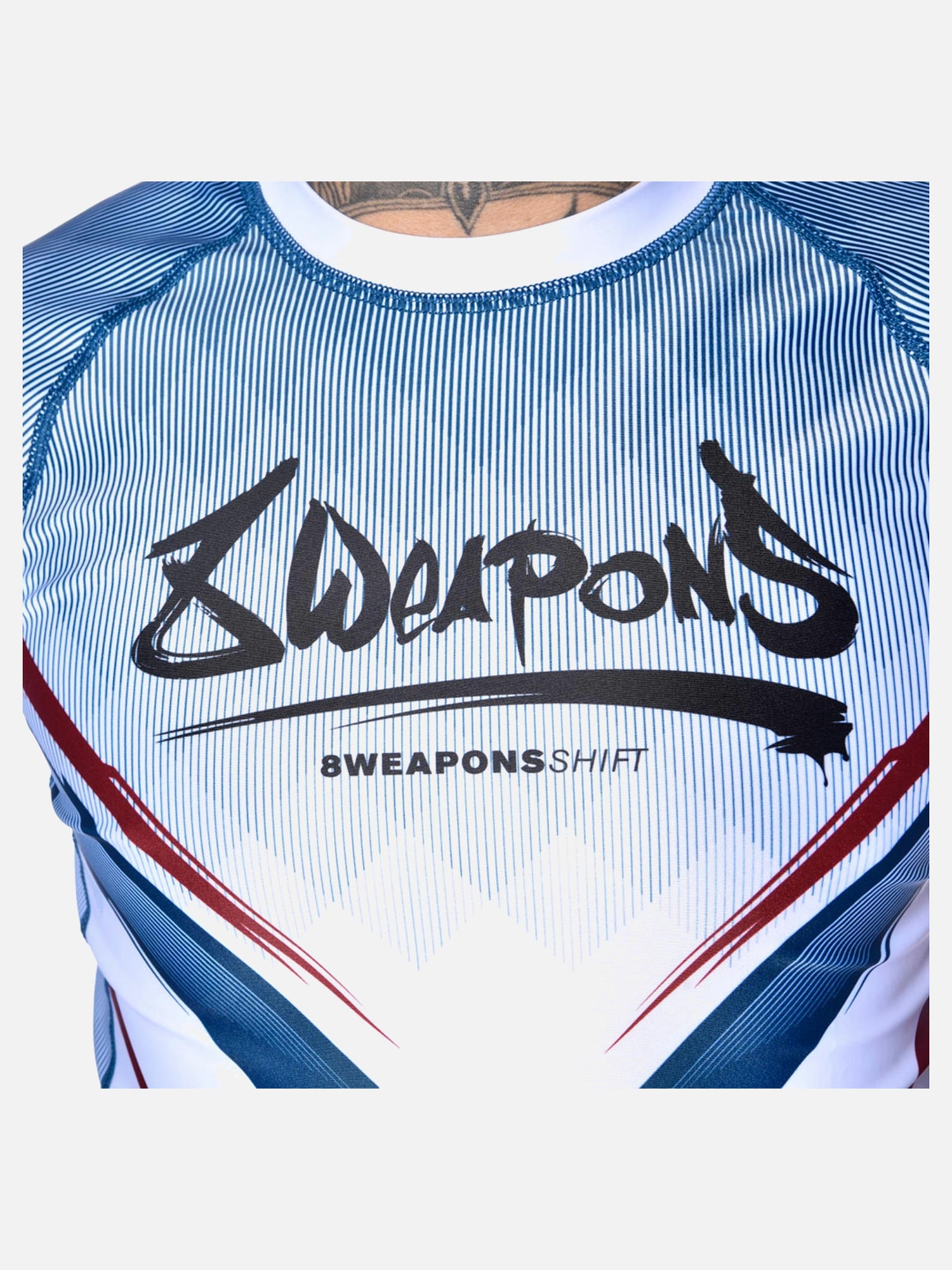 Rashguard 8 WEAPONS Shift – Blanc/Marine/Rouge