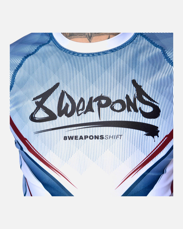 Rashguard 8 WEAPONS Shift – Blanc/Marine/Rouge