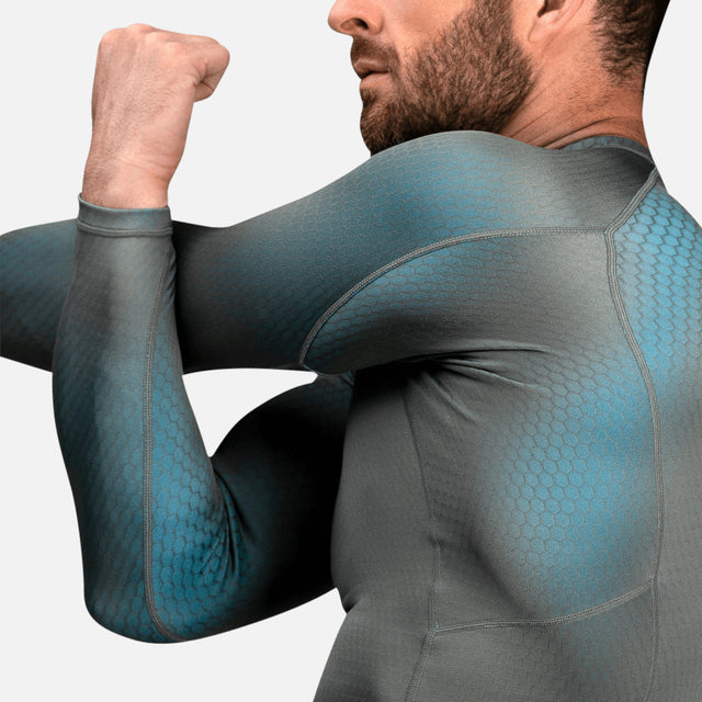 Rashguard Hayabusa Fusion Manga Larga – Gris/Aqua