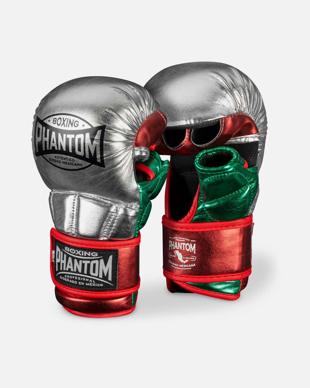 Gants de MMA Phantom Athletics Mexico – Argent/Vert/Rouge