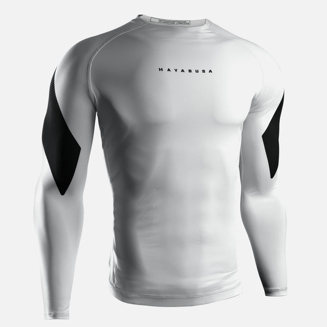 Rashguard Hayabusa Pro Ranked Manga Larga – Blanco