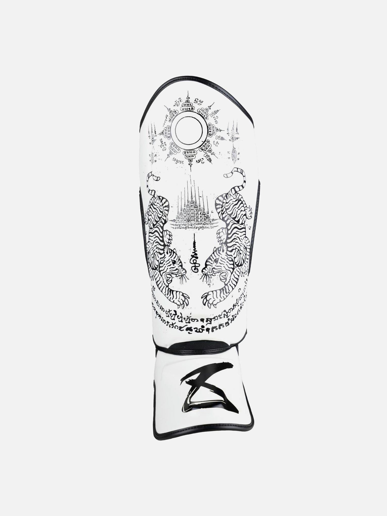 Espinilleras 8 WEAPONS Sak Yant Tigers – Blanco/Negro