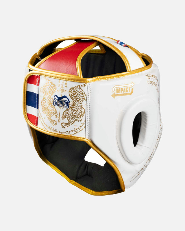 Casco de boxeo Phantom Athletics Muay Thai – Blanco/Oro