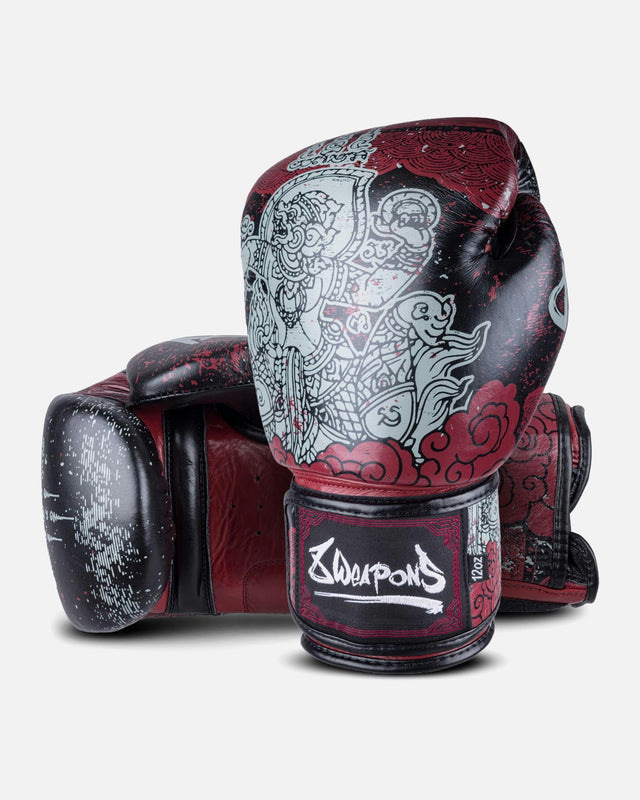 8 WEAPONS Boxhandschuhe Hanuman Yant – Schwarz/Rot