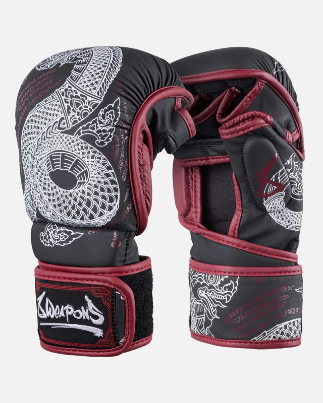 Gants de MMA 8 WEAPONS Sak Yant Naga – Noir/Rouge marron