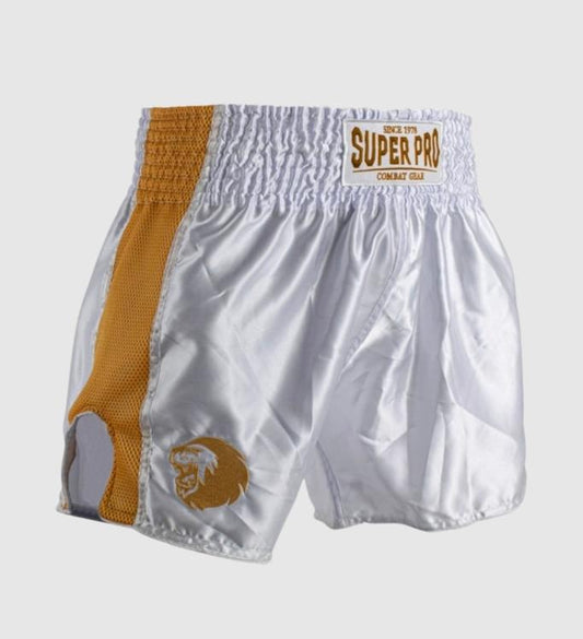 Super Pro Kickboks Broekje Brave - Wit/Goud - Shorts