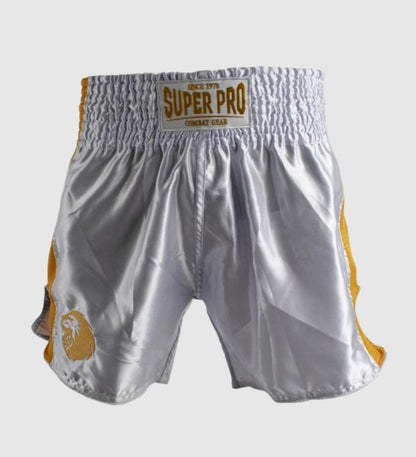 Super Pro Kickboks Broekje Brave - Wit/Goud - Shorts