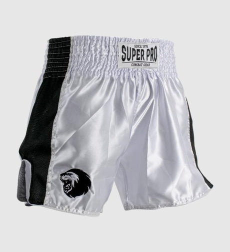Shorts de kickboxing Super Pro Brave – Blanc/Noir